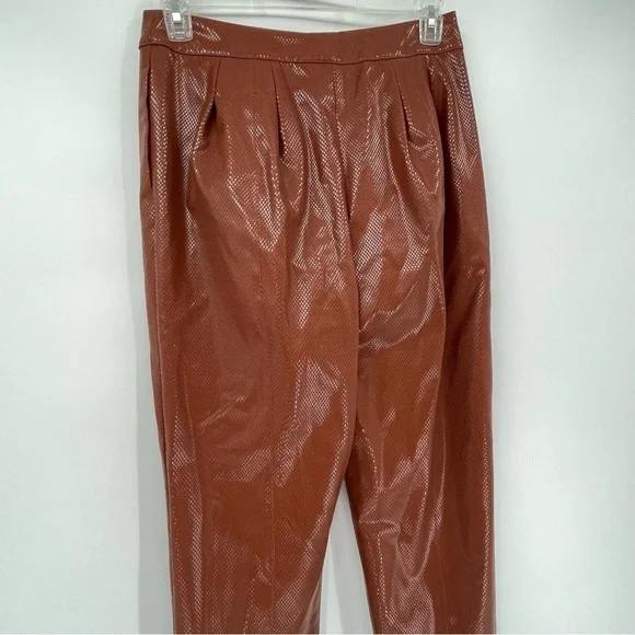Camila Coelho Filomena Pant in Cognac size Large Women’s Faux Leather Lined - Picture 12 of 13
